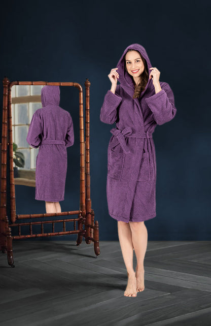 NINE WEST Unisex Bathrobe, 100% Turkish Cotton Hooded Terry Robe, High Absorbent & Quick Dry by Classic Turkish Towels