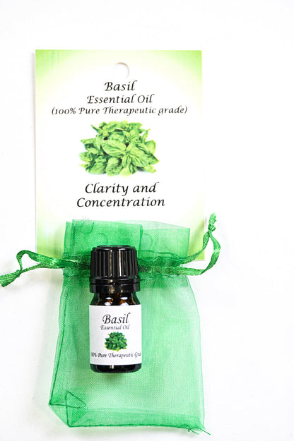 Basil Essential Oil with Beautiful Diffuser Flower 5ML by Peacefful Intentions