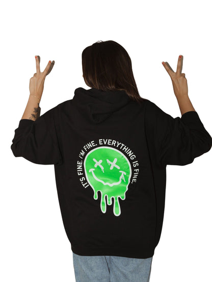 It's Fine Drippy Smiley Hoodie - Black