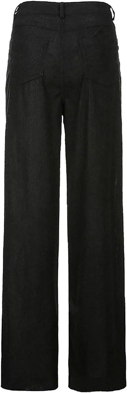 Women'S High Waisted Jeans for Women Wide Leg Jeans Straight Corduroy Pants Baggy Trousers E-Girl Y2K Streetwear Fashion