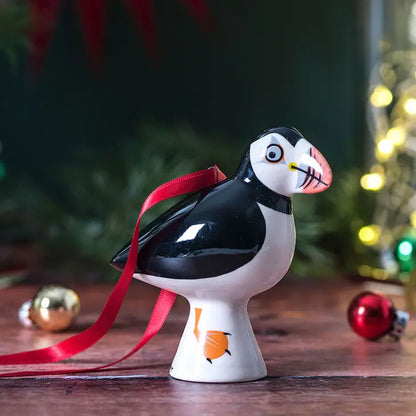 Handmade Ceramic Puffin Festive/Christmas Decoration