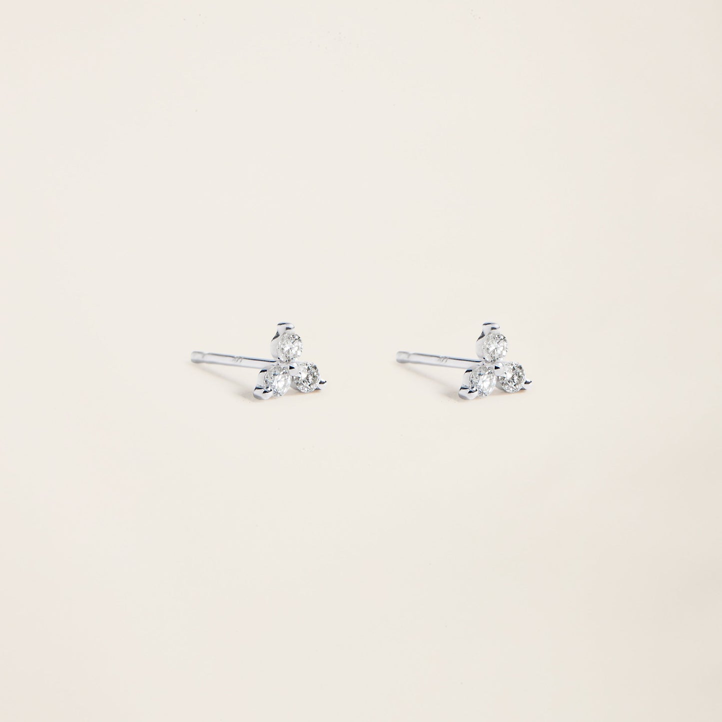 14k Solid Gold Diamond Triplet Studs by Italic