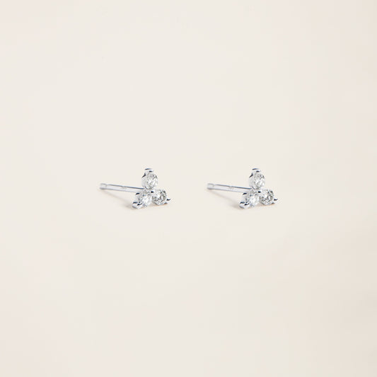 14k Solid Gold Diamond Triplet Studs by Italic