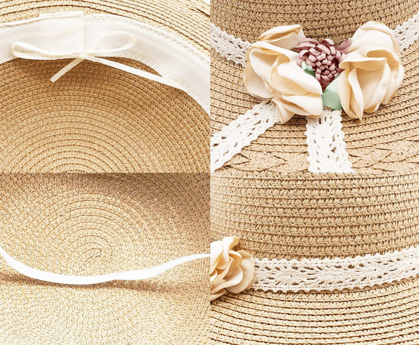 Little Girl Kids Summer Straw Hat Wide Brim Floppy Beach Sun Visor Hat
