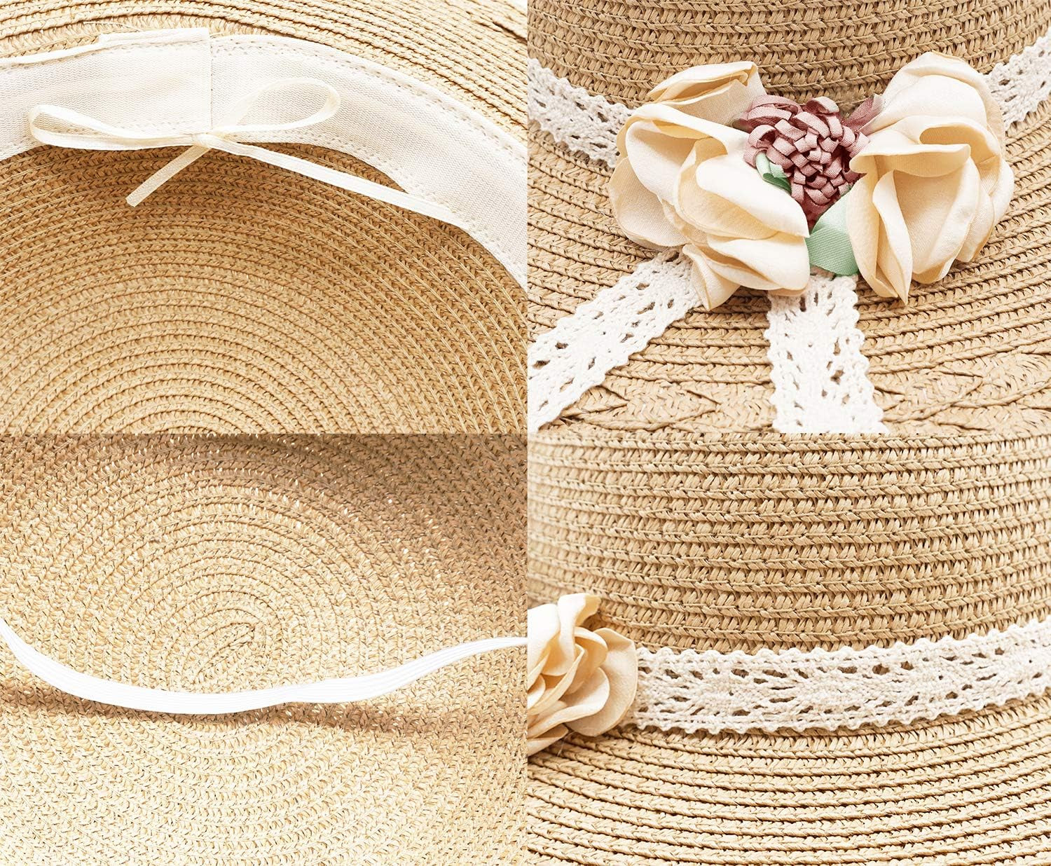 Little Girl Kids Summer Straw Hat Wide Brim Floppy Beach Sun Visor Hat