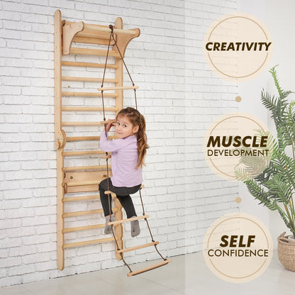 2in1 Wooden Swedish Wall / Climbing ladder for Children + Swing Set by Goodevas