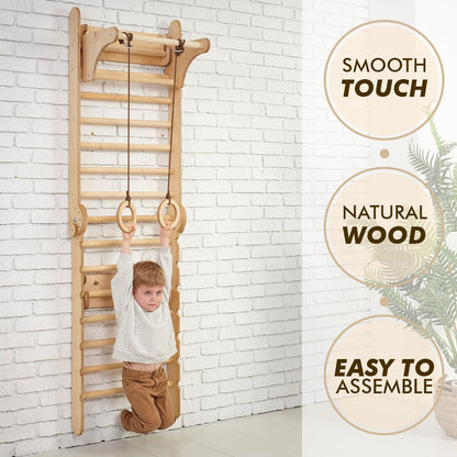 2in1 Wooden Swedish Wall / Climbing ladder for Children + Swing Set by Goodevas