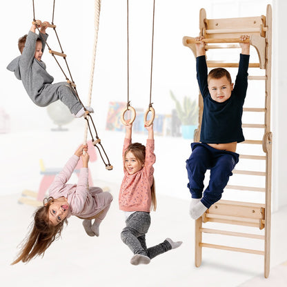 2in1 Wooden Swedish Wall / Climbing ladder for Children + Swing Set by Goodevas