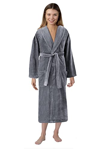 Unisex Luxury Plush Velour Premium Cotton Bathrobe (Single Pack) by Classic Turkish Towels