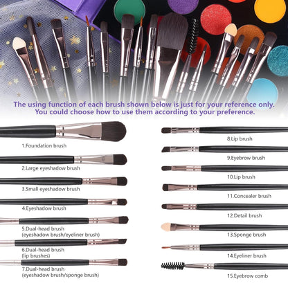 Eyeshadow Palette with 15Pcs Brushes Makeup Set, Pigmented 86 Colors Make up Sets Valentine'S Gift, Matte Shimmer Glitter Eye Shadow Pallet Highlighter Contour Blush Powder Brush Beauty Kit