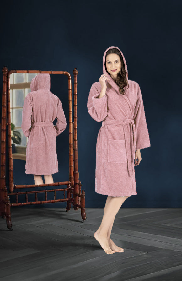 NINE WEST Unisex Bathrobe, 100% Turkish Cotton Hooded Terry Robe, High Absorbent & Quick Dry by Classic Turkish Towels