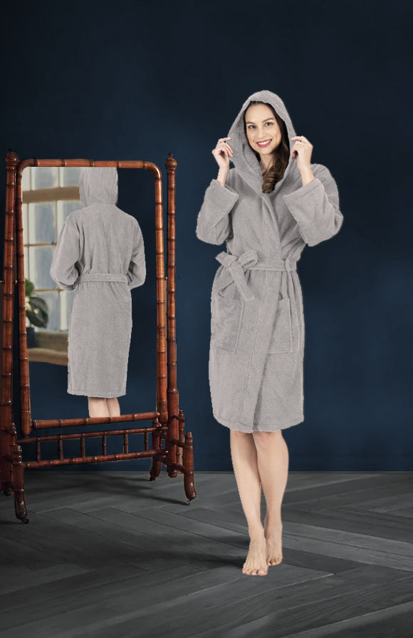 NINE WEST Unisex Bathrobe, 100% Turkish Cotton Hooded Terry Robe, High Absorbent & Quick Dry by Classic Turkish Towels