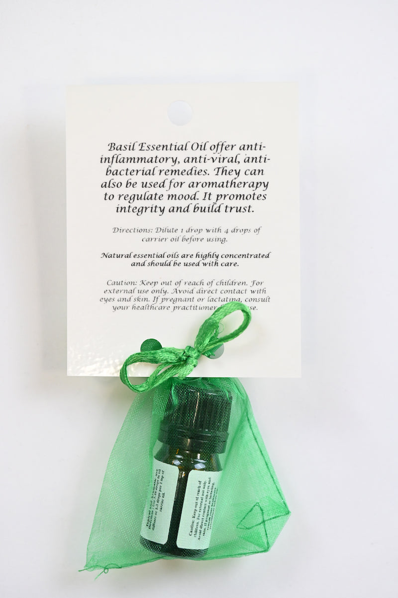 Basil Essential Oil with Beautiful Diffuser Flower 5ML by Peacefful Intentions