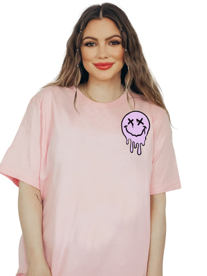 It's Fine Drippy Smiley Tee - Pink