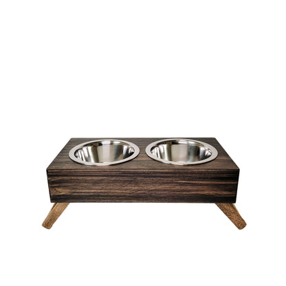 Eco-Friendly Elevated Dog Wood Feeder Brown