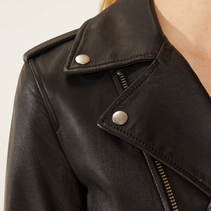 Niki Lambskin Leather Fitted Motorcycle Jacket by Italic