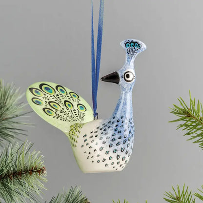 Handmade Ceramic Peacock Festive/Christmas Decoration