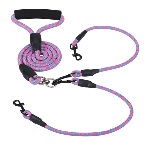 No Tangle Double Dog Leash Purple