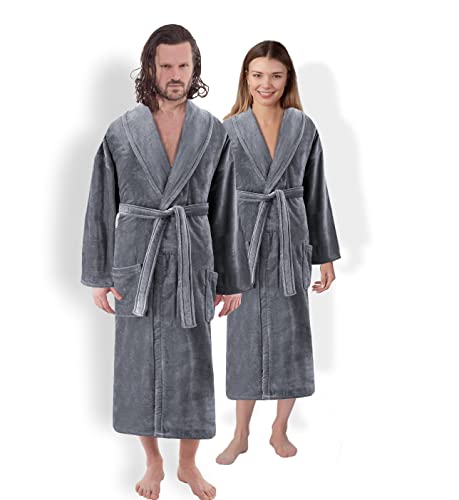 Unisex Luxury Plush Velour Premium Cotton Bathrobe (Single Pack) by Classic Turkish Towels