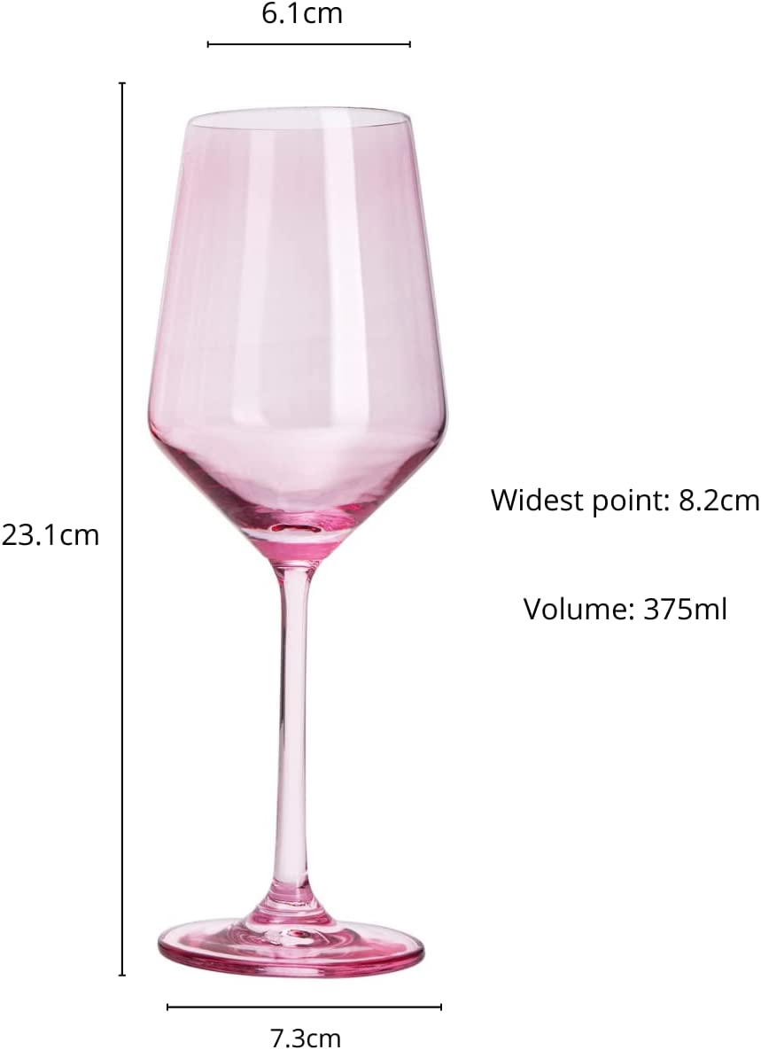 Blush Pink Wine Glass 12 oz Set of 6