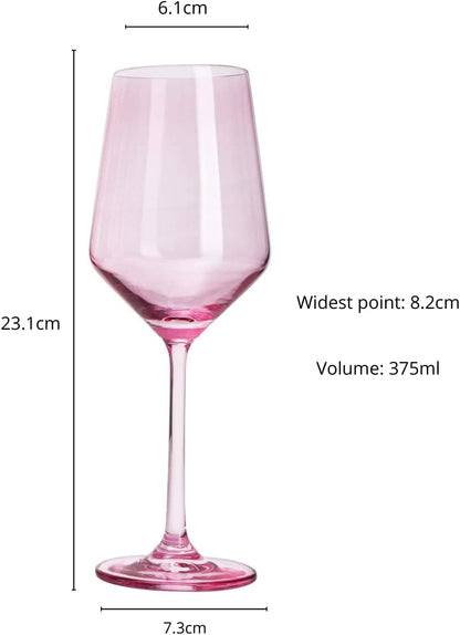 Blush Pink Wine Glass 12 oz Set of 6