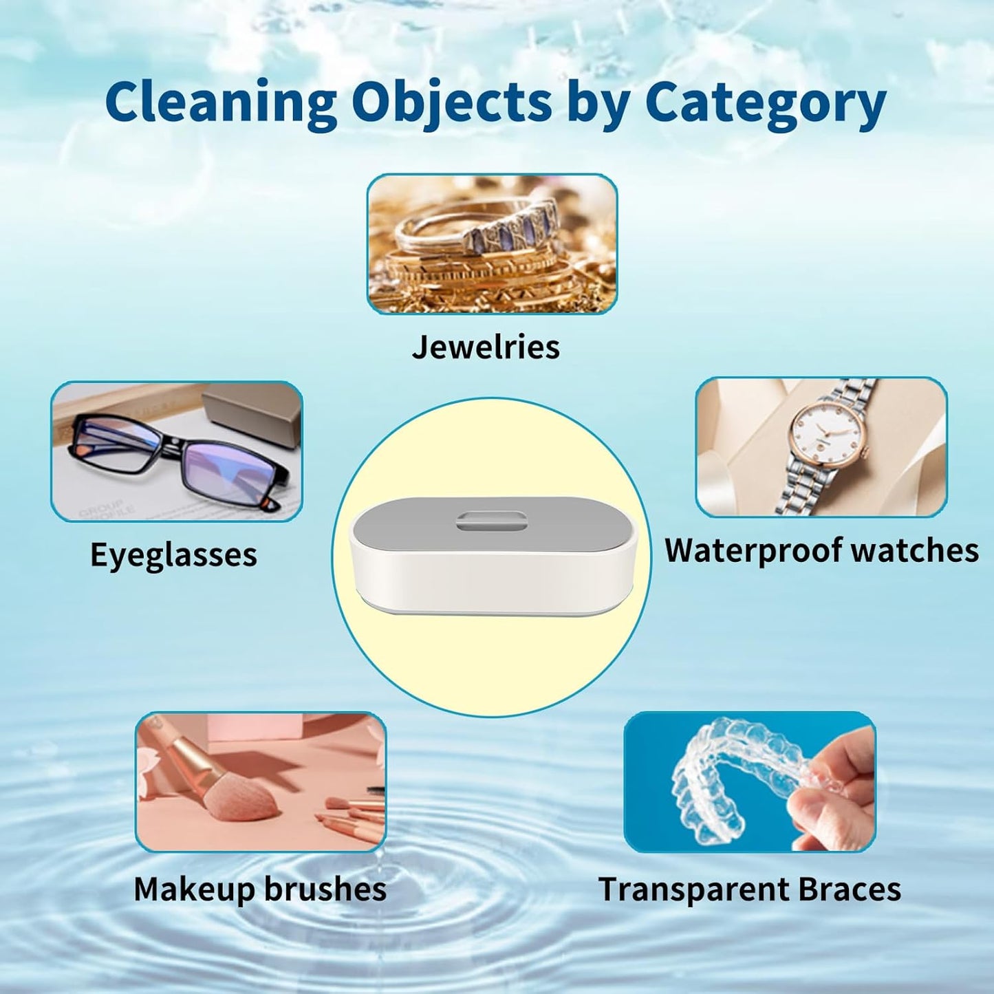 Jewelry Cleaning Ultrasonic Machine, 43Khz Ultrasonic Glasses & Eyeglass Cleaner, 440ML Capacity for Jewelry, Dentures, Shaver Heads - Fast & Deep Cleaning