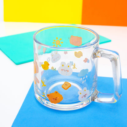 Set Of Four Modern Printed Glass Mugs