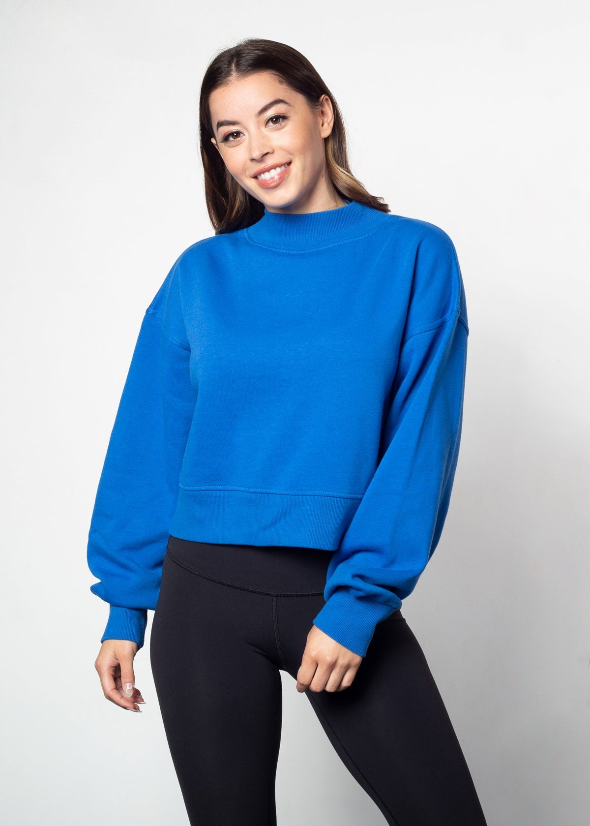 Chicka-d Women's Hailey Sweatshirt - Ash Grey Mock Neck Oversized Pullover (NCAA Licensed)