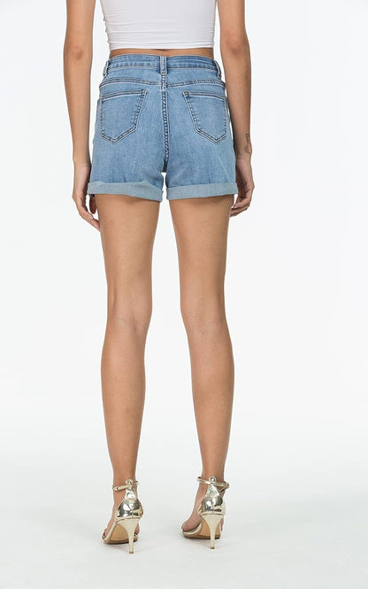 Women'S Denim Shorts Pocket Mid-Waist Shorts, Fashionable and Versatile (Light Blue P04, 14)