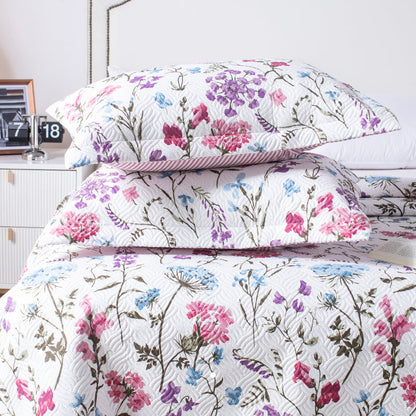 Kasentex Spring Floral Quilt Set - Lightweight & Reversible - Cozy & Stylish Bedding - Machine Washable, Room Decor, Graduation Gifts