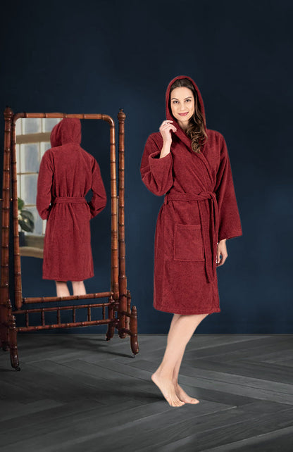 NINE WEST Unisex Bathrobe, 100% Turkish Cotton Hooded Terry Robe, High Absorbent & Quick Dry by Classic Turkish Towels