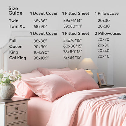 Kasentex Spring Duvet Cover Bedding Set with Duvet Cover, Pillowcase, Fitted Sheet, Hypoallergenic and Breathable, Room Decor, Graduation Gifts