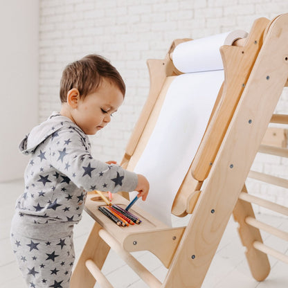 4in1 Montessori Climbing Set: Triangle Ladder + Climbing Arch + Slide Board + Art Addition by Goodevas