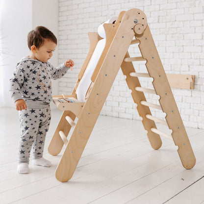 4in1 Montessori Climbing Set: Triangle Ladder + Climbing Arch + Slide Board + Art Addition by Goodevas