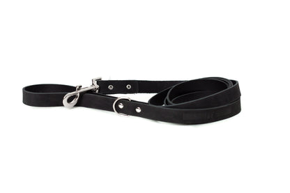 Modern Style Midnight Black Leather Leash