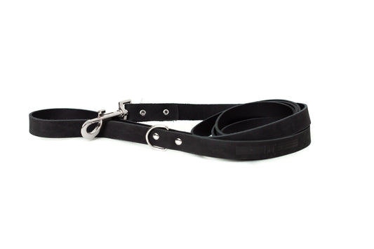 Modern Style Midnight Black Leather Leash