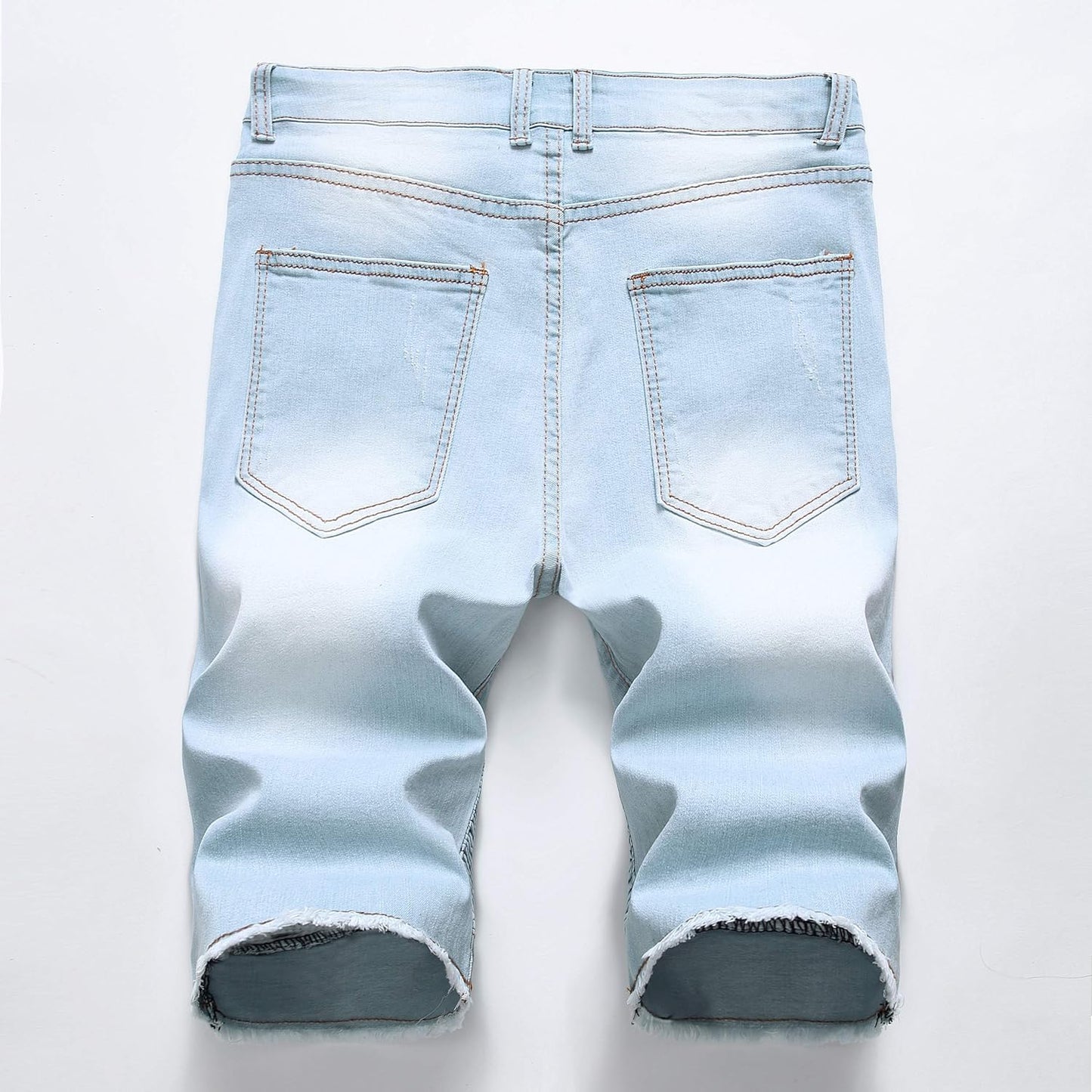 Men'S Wrinkle Stylish Slim Fit Stretch Biker Moto Summer Knee Length Fashion Jeans Shorts,1782,36