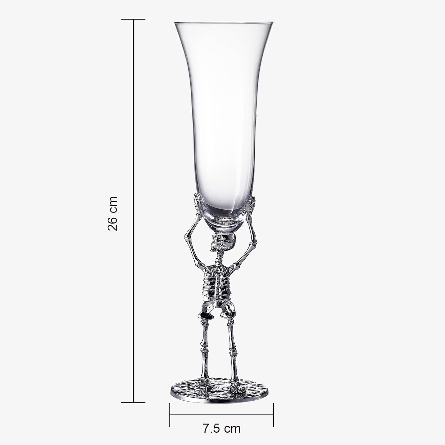 Stemmed Skeleton Champagne Flute Glass 7.5oz Set of 2