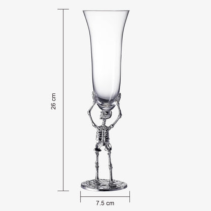 Stemmed Skeleton Champagne Flute Glass 7.5oz Set of 2