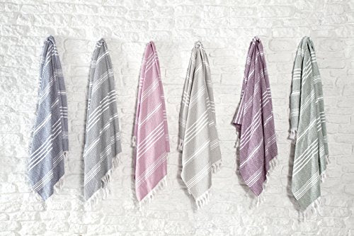 SALBAKOS Pesthemal, %100 Turkish Cotton Beach Towel 1 Pc, 40"x70"- Hand Knotted, Thick, Lightweight, Absorbent & Quick Dry Bath Sheet Towels for Gym, Pool, Beach & Spa by Classic Turkish Towels