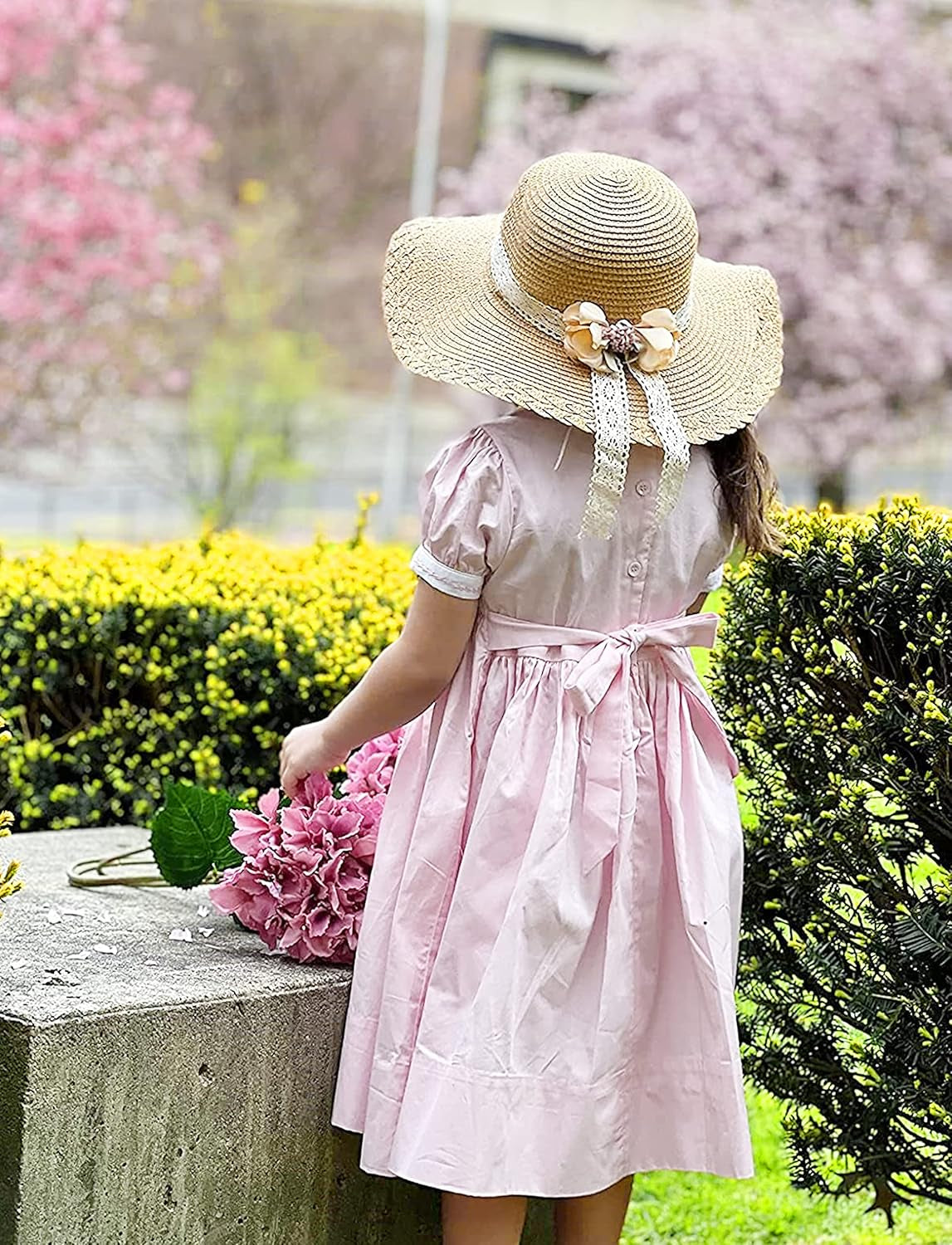 Little Girl Kids Summer Straw Hat Wide Brim Floppy Beach Sun Visor Hat