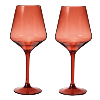 Muted Red Floating Wine Glasses 15oz Set of 2