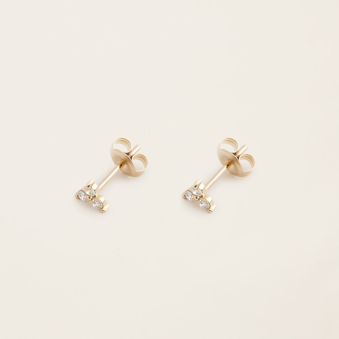 14k Solid Gold Diamond Triplet Studs by Italic