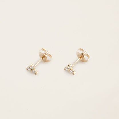 14k Solid Gold Diamond Triplet Studs by Italic