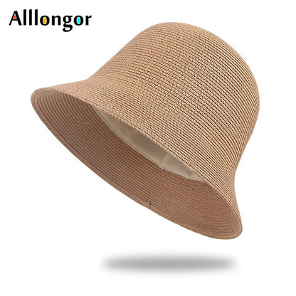 Foldable Sun Hats Women New 2024 Summer Sun Visor Protection Straw Hats Panama Beach Bucket Cap Sombreros De Mujer Sunhats