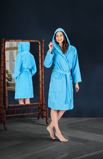 NINE WEST Unisex Bathrobe, 100% Turkish Cotton Hooded Terry Robe, High Absorbent & Quick Dry by Classic Turkish Towels