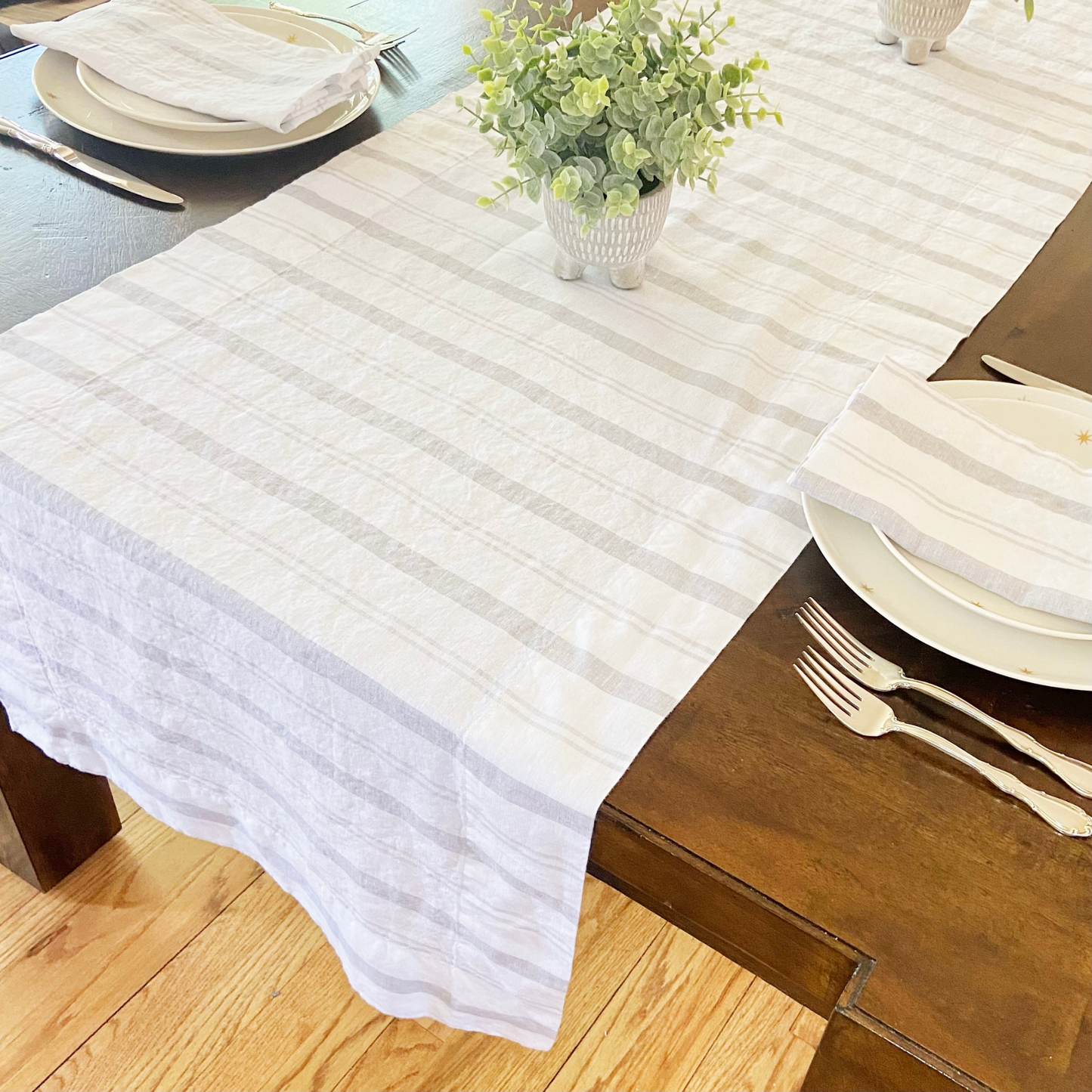 Linen Striped Table Runner