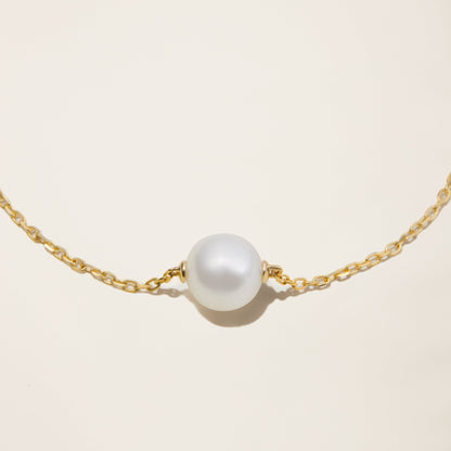 14k Solid Gold Cultured Pearl Station Bracelet by Italic