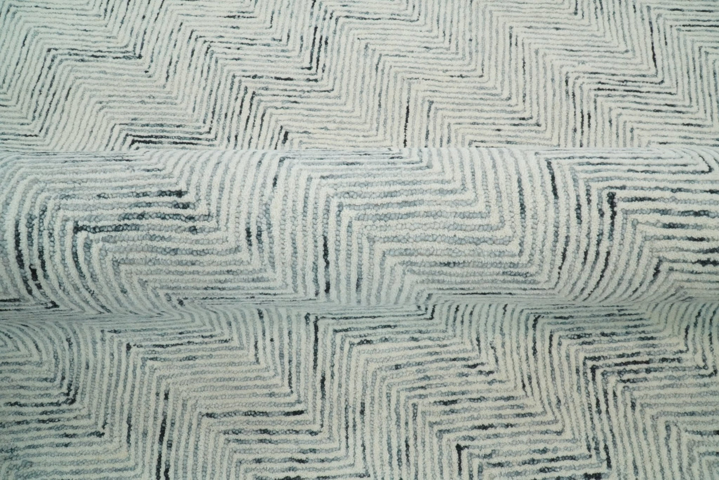 Modern Style Hand Tufted Blue and Ivory Area Rug