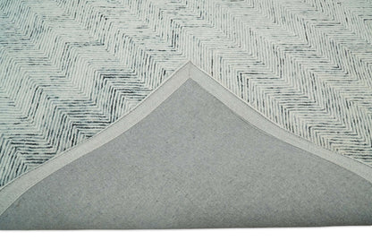 Modern Style Hand Tufted Blue and Ivory Area Rug